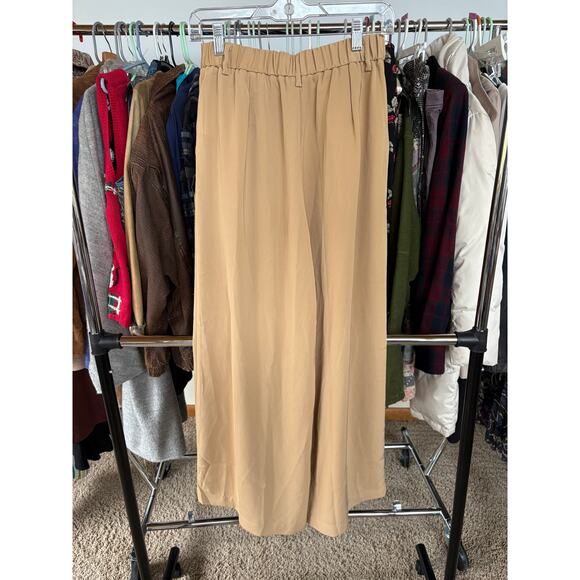 NWT Tronjori Wide Leg Tan Dress Pants Beige Sand Long Slacks Workwear Size Small - Picture 6 of 6